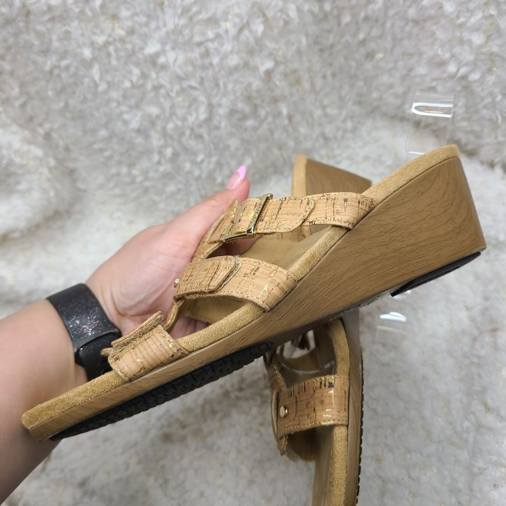 Vionic Park Radia Wedge Sandal Orthoheel cork tan sz 7 - Picture 5 of 7